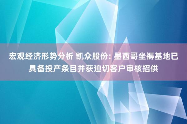 宏观经济形势分析 凯众股份: 墨西哥坐褥基地已具备投产条目并获迫切客户审核招供