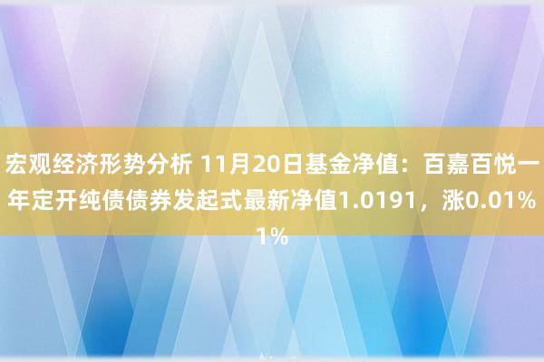 宏观经济形势分析 11月20日基金净值：百嘉百悦一年定开纯债债券发起式最新净值1.0191，涨0.01%