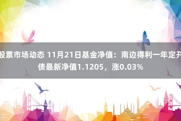 股票市场动态 11月21日基金净值：南边得利一年定开债最新净值1.1205，涨0.03%