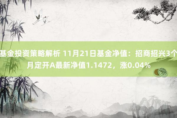 基金投资策略解析 11月21日基金净值：招商招兴3个月定开A最新净值1.1472，涨0.04%