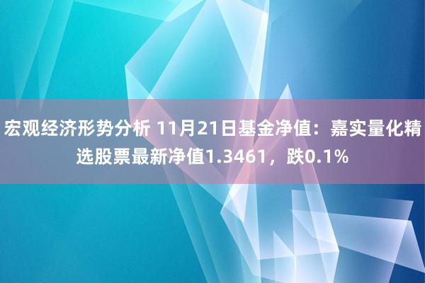 宏观经济形势分析 11月21日基金净值：嘉实量化精选股票最新净值1.3461，跌0.1%