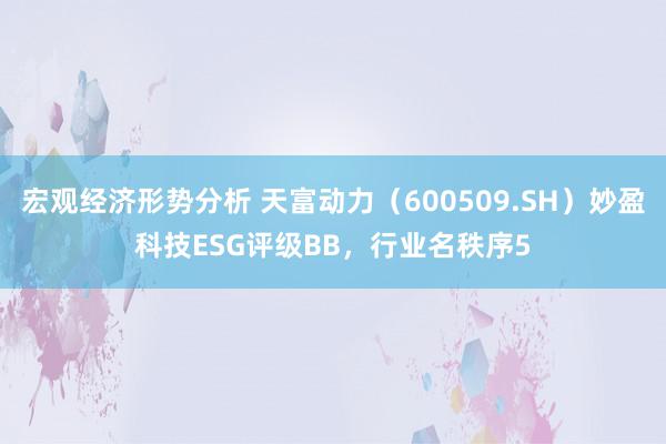 宏观经济形势分析 天富动力（600509.SH）妙盈科技ESG评级BB，行业名秩序5