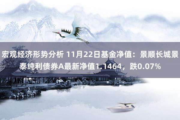 宏观经济形势分析 11月22日基金净值：景顺长城景泰纯利债券A最新净值1.1464，跌0.07%