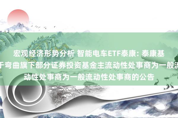 宏观经济形势分析 智能电车ETF泰康: 泰康基金处置有限公司对于弯曲旗下部分证券投资基金主流动性处事商为一般流动性处事商的公告