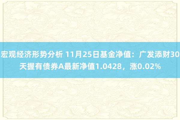 宏观经济形势分析 11月25日基金净值：广发添财30天握有债券A最新净值1.0428，涨0.02%