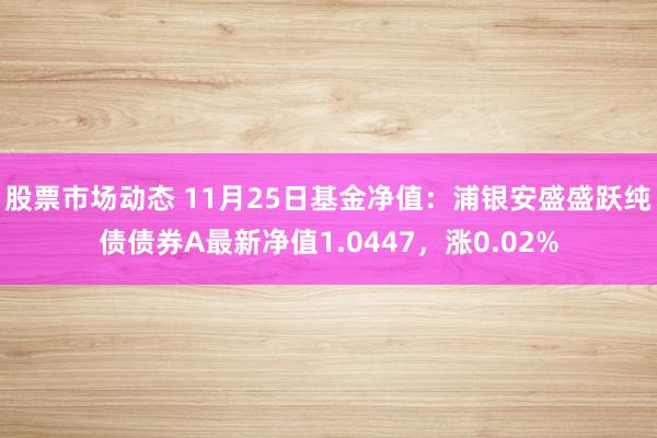 股票市场动态 11月25日基金净值：浦银安盛盛跃纯债债券A最新净值1.0447，涨0.02%