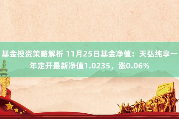 基金投资策略解析 11月25日基金净值：天弘纯享一年定开最新净值1.0235，涨0.06%