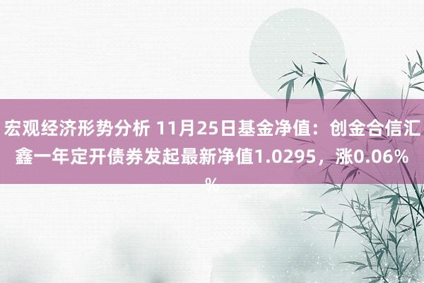 宏观经济形势分析 11月25日基金净值：创金合信汇鑫一年定开债券发起最新净值1.0295，涨0.06%