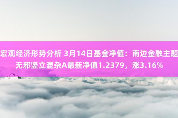 宏观经济形势分析 3月14日基金净值：南边金融主题无邪竖立混杂A最新净值1.2379，涨3.16%