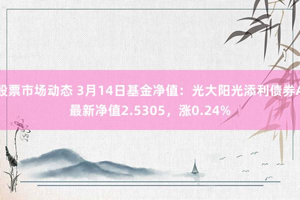 股票市场动态 3月14日基金净值：光大阳光添利债券A最新净值2.5305，涨0.24%