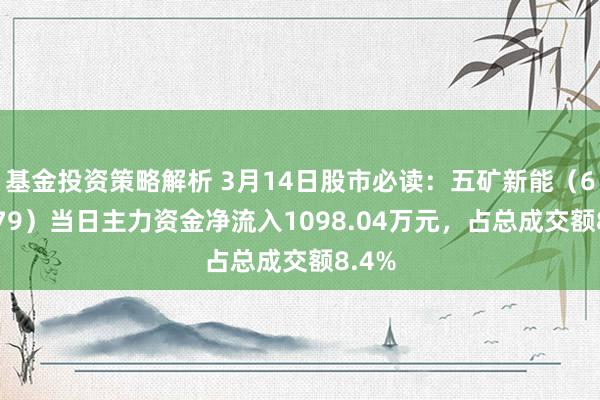 基金投资策略解析 3月14日股市必读：五矿新能（688779）当日主力资金净流入1098.04万元，占总成交额8.4%