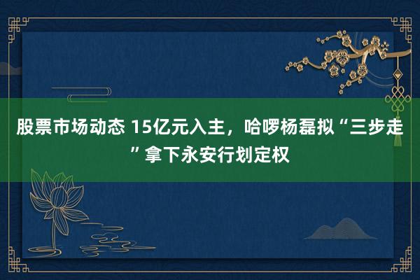 股票市场动态 15亿元入主，哈啰杨磊拟“三步走”拿下永安行划定权